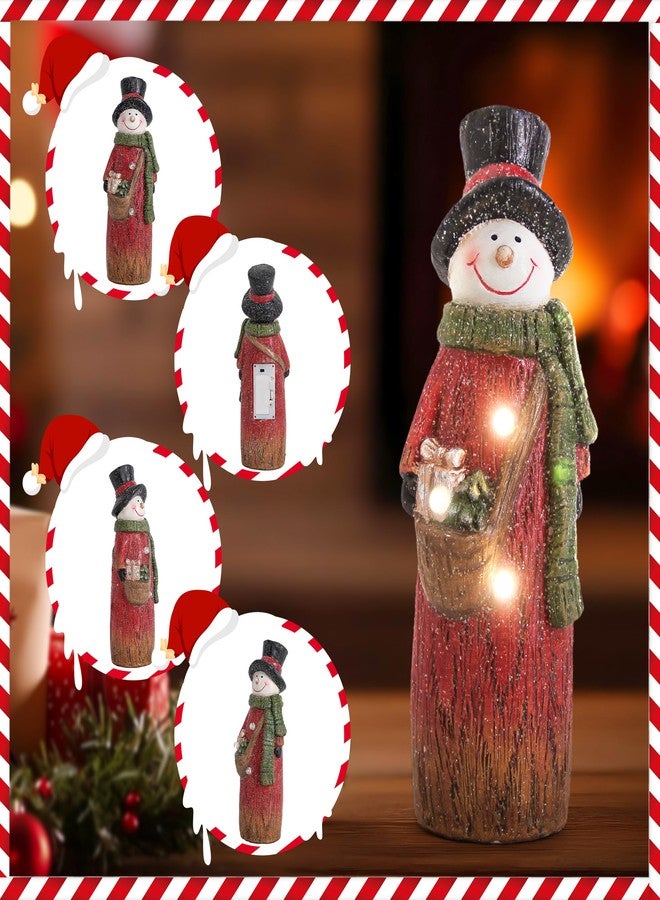 Smadeer Christmas Snowman with LED Light Decorations, Christmas Snowman Light Up for Home Indoor Party, Holiday Resin Snowmen Statue Art Decor, 9.8 inch Winter Figurine for Table Shelf, Xmas Gift - Image 3